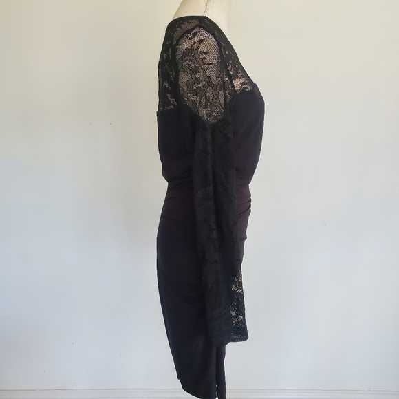 Velvet by Graham & Spencer Avena Black Lace Ruched Dress - Picture 7 of 9